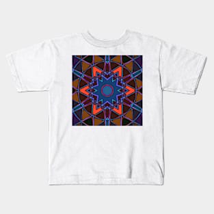 Cartoon Mandala Blue Orange and Purple Kids T-Shirt